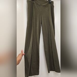 Olive Green Wide-Leg Pink Leggings